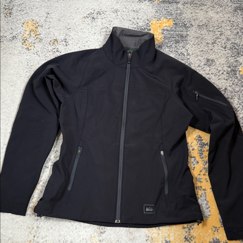 Rei Black Softshell Jacket - Lightweight Full Zip